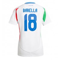 Camiseta Italia Nicolo Barella #18 Segunda Equipación Replica Eurocopa 2024 para mujer mangas cortas